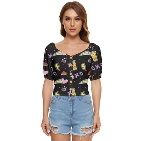 Cute-girl-things-seamless-background Button Up Blouse by pakminggu