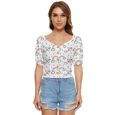 Cute-art-print-pattern Button Up Blouse by pakminggu