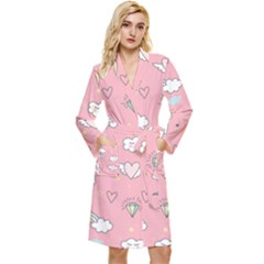 Cute-unicorn-seamless-pattern Long Sleeve Velvet Robe by pakminggu