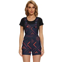 Gradient-geometric-shapes-dark-background-design Short Overalls by pakminggu