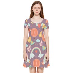 Cute-seamless-pattern-with-doodle-birds-balloons Inside Out Cap Sleeve Dress by pakminggu