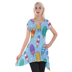 Cute-kawaii-ice-cream-seamless-pattern Short Sleeve Side Drop Tunic by pakminggu