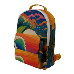 Waves Rainbow Sea Flap Pocket Backpack (large) by uniart180623