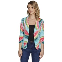 Watermelon Fruit Juicy Summer Heat Women s One-button 3/4 Sleeve Short Jacket by uniart180623
