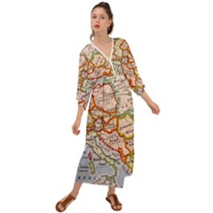 Vintage World Map Europe Globe Country State Grecian Style  Maxi Dress by Grandong
