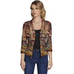 House Mushrooms Women s Casual 3/4 Sleeve Spring Jacket by pakminggu