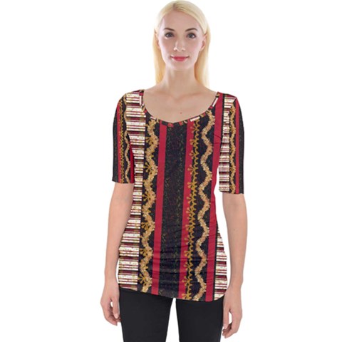 Textile Pattern Abstract Fabric Wide Neckline T-shirt by pakminggu