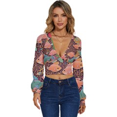 Tropical Fish Long Sleeve Deep-v Velour Top by uniart180623