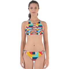 Geometric Shape Colorful Abstract Wave Perfectly Cut Out Bikini Set by Cowasu