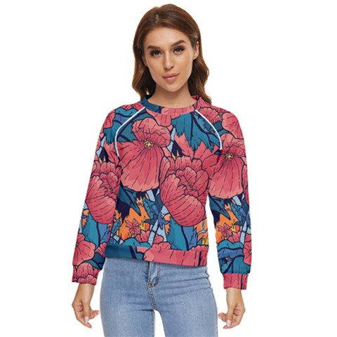 Flower Classic Japanese Art Women s Long Sleeve Raglan T-shirt by Cowasu