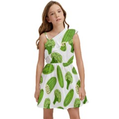 Vegetable Pattern With Composition Broccoli Kids  One Shoulder Party Dress by pakminggu