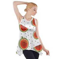Seamless Background Pattern With Watermelon Slices Side Drop Tank Tunic by pakminggu