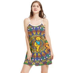 Dead Dancing Bears Grateful Dead Pattern Summer Frill Dress by Grandong