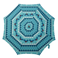 Blue Christmas Vintage Ethnic Seamless Pattern Hook Handle Umbrellas (medium) by Bedest