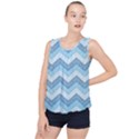 Seamless Pattern Of Cute Summer Blue Line Zigzag Bubble Hem Chiffon Tank Top View1