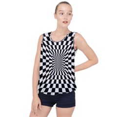Optical-illusion-chessboard-tunnel Bubble Hem Chiffon Tank Top by Bedest