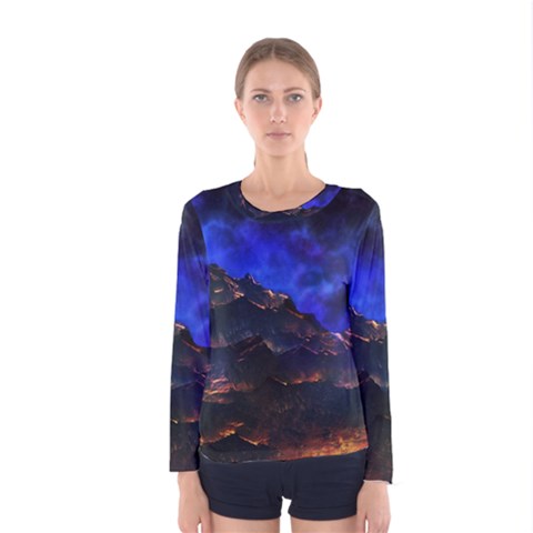 Landscape-sci-fi-alien-world Women s Long Sleeve T-shirt by Bedest