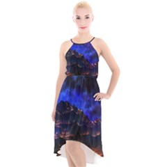 Landscape-sci-fi-alien-world High-low Halter Chiffon Dress  by Bedest