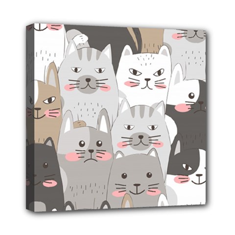 Cute Cats Seamless Pattern Mini Canvas 8  X 8  (stretched) by pakminggu