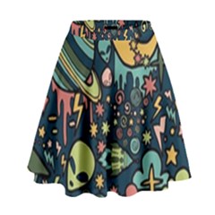Alien Ocket Space Aesthetic Pattern High Waist Skirt by pakminggu