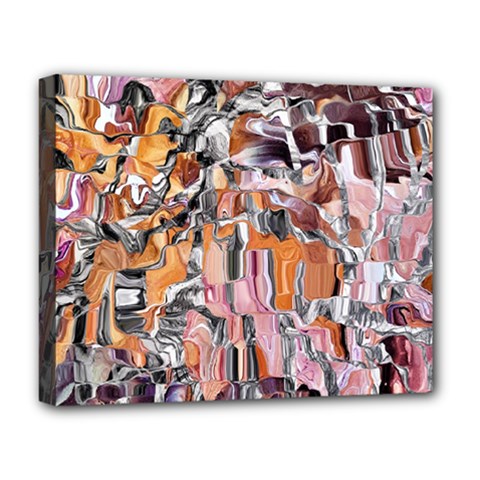 Pour Blend Smudged  Deluxe Canvas 20  X 16  (stretched) by kaleidomarblingart