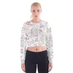 London-paris-drawing-vector-london-comics Cropped Sweatshirt by Cowasu
