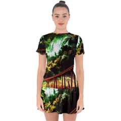 Science-fiction-forward-futuristic Drop Hem Mini Chiffon Dress by Cowasu