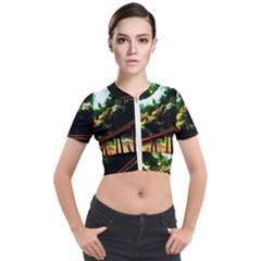 Science-fiction-forward-futuristic Short Sleeve Cropped Jacket by Cowasu