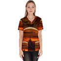 Science-fiction-digital-illustration Women s V-Neck Scrub Top View1