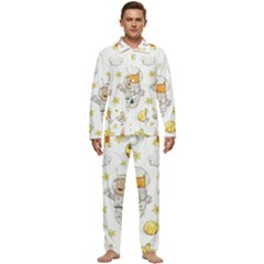 Astronaut-dog-cat-clip-art-kitten Men s Long Sleeve Velvet Pocket Pajamas Set by Sarkoni