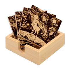 Unicorn Starry Night Print Van Gogh Bamboo Coaster Set by Sarkoni