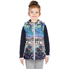 Hollywood Art Starry Night Van Gogh Kids  Hooded Puffer Vest by Sarkoni