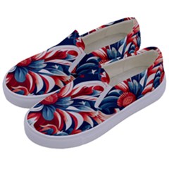 America Pattern Kids  Canvas Slip Ons by Valentinaart