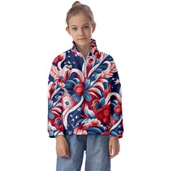 America Pattern Kids  Half Zip Hoodie by Valentinaart