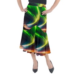 Lake Storm Neon Nature Midi Mermaid Skirt by Bangk1t