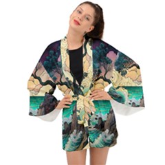 Tree Wave Ocean Long Sleeve Kimono by Bangk1t