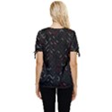 Abstract Dark Pattern Minimal Bow Sleeve Button Up Top View4