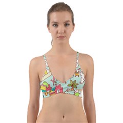 Summer Up Cute Doodle Wrap Around Bikini Top by Bedest