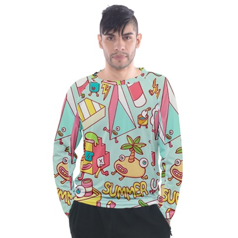 Summer Up Cute Doodle Men s Long Sleeve Raglan T-shirt by Bedest