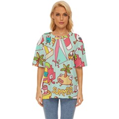 Summer Up Cute Doodle Oversized Basic T-shirt by Bedest