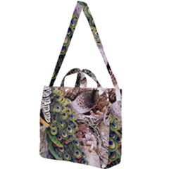 Japanese Painting Flower Peacock Square Shoulder Tote Bag by Bedest
