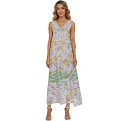 London City Map V-neck Sleeveless Loose Fit Overalls by Bedest