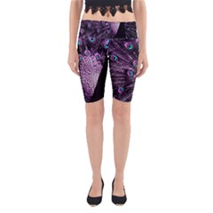 Purple Peacock Yoga Cropped Leggings by Bedest