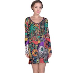 Cute Cartoon Doodle Long Sleeve Nightdress by Bedest