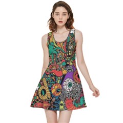 Cute Cartoon Doodle Inside Out Reversible Sleeveless Dress by Bedest