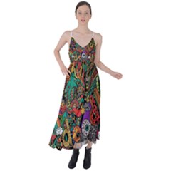 Cute Cartoon Doodle Tie Back Maxi Dress by Bedest