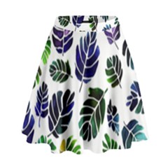 Leaves Watercolor Ornamental Decorative Design High Waist Skirt by Ravend