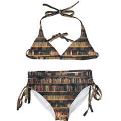 Books On Bookshelf Assorted Color Book Lot In Bookcase Library Kids  Classic Bikini Set by Ravend