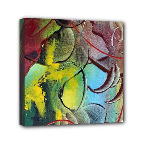 Detail Of A Bright Abstract Painted Art Background Texture Colors Mini Canvas 6  X 6  (stretched) by Ndabl3x
