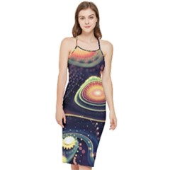 Psychedelic Trippy Abstract 3d Digital Art Bodycon Cross Back Summer Dress by Bedest
